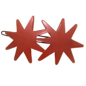 1960’s Pink Double Starburst French Hair Clip Barrette, Fab!, Deadstock, 3” Long  - Fashionconservatory.com