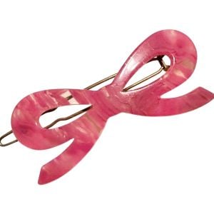 Vintage Pink French Bow Barrette Hair Clip, Made in Paris, Deadstock, 2” Long