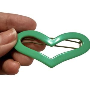 1960’s Extra Wide French Barretre in a Heart Shape, Kelley Green, 2.6” Wide! - Fashionconservatory.com