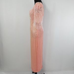 Vintage 80s Nadine Women's Pink Butterfly Maxi Dress size 11/12 - Fashionconservatory.com