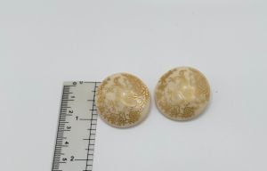 Vintage 50s Cream and Gold Disk Clip On Earrings - Fashionconservatory.com