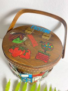 1960s Handpainted Caro Nan Basket Bag, Vintage Purse - Fashionconservatory.com