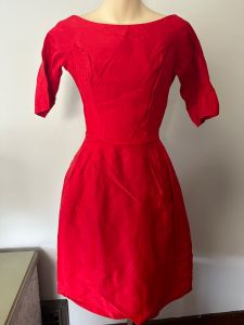 50’s Red Satin Party Dress xs