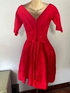 50’s Red Satin Party Dress xs - Fashionconservatory.com