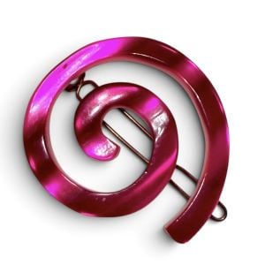 Vintage Fuchsia Pink Spiral Hair Clip Barrette, Made in France, 1.75”