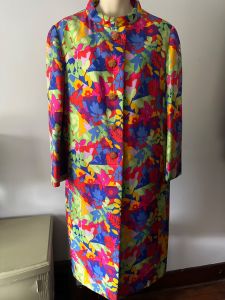 60’s Bill Blass Silk Floral Coat M