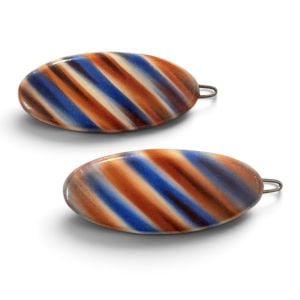 1960’s Striped French Hair Clips Side Barrette Pair , Multi Colored, Deadstock  - Fashionconservatory.com