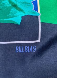 Bill Blass Vintage 80s Silk Scarf | 31'' Square | Blue & Green Floral Print Perfect LIke-new Condi - Fashionconservatory.com