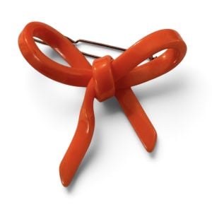 Vintage Mod French Barrette in the Shape of a 3D Bow, Bright Orange Hair Clip - Fashionconservatory.com