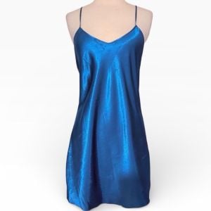 Vintage Victoria’s Secret Gold Label Chemise in Teal with Spaghetti Straps, S
