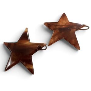 1970’s Vintage Tortoiseshell Star Barrettes Hair Clips, Made in Belgium, Unworn - Fashionconservatory.com