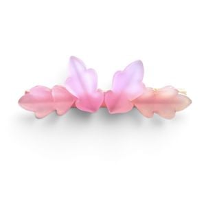 Vintage French Leaf Barrette in Pearlescant Bubblegum Pink, Deadstock, Handmade 