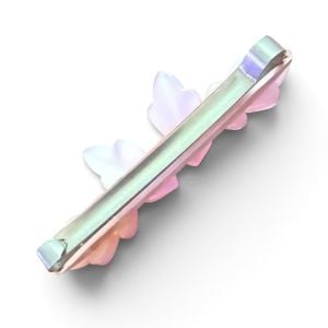 Vintage French Leaf Barrette in Pearlescant Bubblegum Pink, Deadstock, Handmade  - Fashionconservatory.com