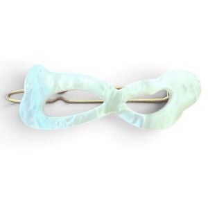1970’s Pearly White French Hair Clip, Dainty and Whimsical Abstract Barrette