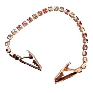 1950’s Multicolor Rhinestone Sweater Clip w/Goldtone Hardware, Divine piece! 8”