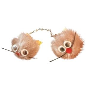1950’s Quirky Mink Sweater Clip Guard with Cat Faces and a Pearl Cbain!OOAK 7.5”