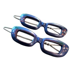 Vintage Cateye Glasses Barrettes Hair Clips, Hand Painted Purple, Deadstock, 2” - Fashionconservatory.com
