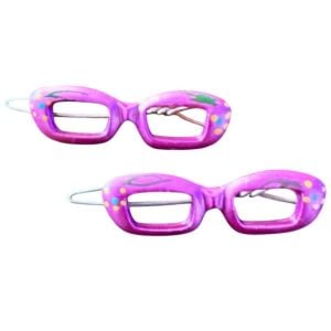 Handmade Cateye Glasses Barrettes Hair Clips, Hand Painted Pink, Deadstock, 2” - Fashionconservatory.com