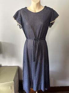 1940’s Navy Cotton Swiss Dot Dress