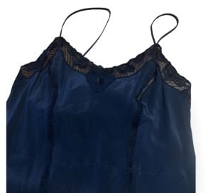 Y2K Ritratti Italy Luxury Silk Navy Teddy with Lace Trim, Italian Lingerie, S - Fashionconservatory.com