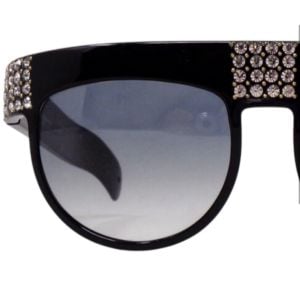 Glam 1970’s Vintage French Rhinestone Sunglasses in Jet Black, Statement Packed! - Fashionconservatory.com
