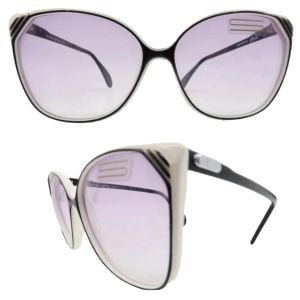 1970’s Silhouette Oversized Sunglasses Color Block Black White, Made in Austria