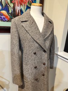 Vtg. 60’s Classic Wool Tweed Tailored Full Length Winter Coat by A’Leet - Sz. M - Fashionconservatory.com