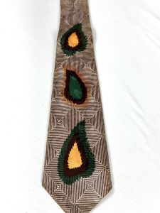 1940s jacquard necktie with abstract design by Haband