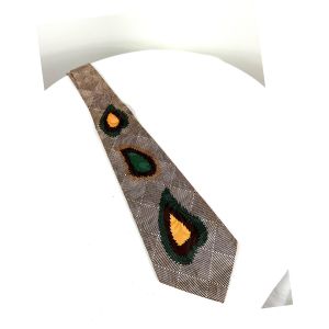 1940s jacquard necktie with abstract design by Haband - Fashionconservatory.com