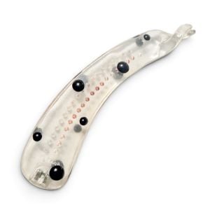 Vintage French Mini Banana Clip in Clear with Black Polka Dots, 4”, Unworn