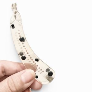 Vintage French Mini Banana Clip in Clear with Black Polka Dots, 4”, Unworn - Fashionconservatory.com