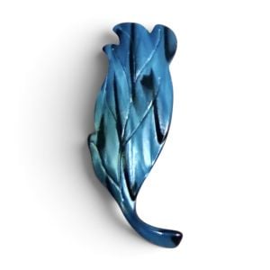 Vintage French Leaf Barrette in Pearlescant Blue, Deadstock ,2.5” Long Hair Clip