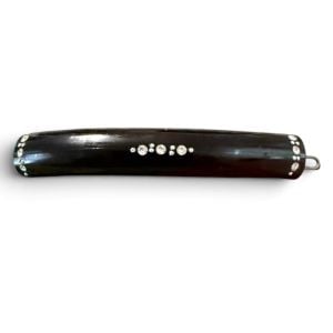 1960’s Glam French Bar Battette in Black with Rhinestones, Deadstock, 3” Long Great bar barrette