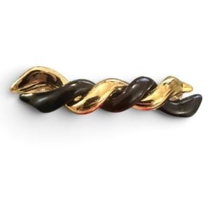 1980’s Gold & Black Braided French Hair Clip, Deadstock, Unworn, 2.5” Long