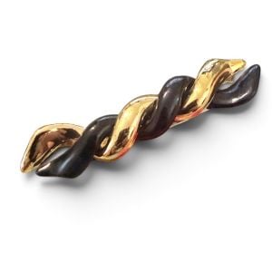 1980’s Gold & Black Braided French Hair Clip, Deadstock, Unworn, 2.5” Long - Fashionconservatory.com