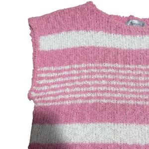 1980’s 1990’s Vintage Pink and White Striped Soft Knit Cap Sleeve Preppy Top, M - Fashionconservatory.com