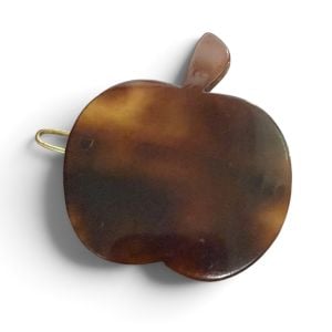 Vintage French Apple Barrette in Tortoiseshell Color, Made in France, Deadstock - Fashionconservatory.com