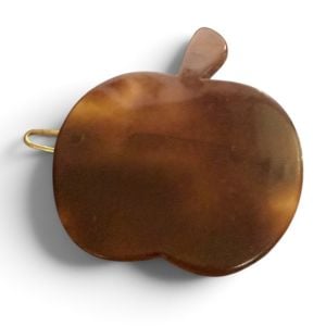 Vintage French Apple Barrette in Tortoiseshell Color, Made in France, Deadstock