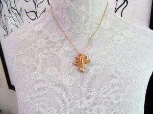 Vintage NOLAN MILLER gold tone off white faux pearl pendant on 14 GP 16'' chain 1980's