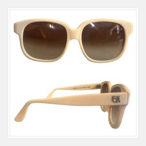 Emmanuelle Khanh Paris Cream Colored Thick Framed Sunglasses, Mod 8080, France