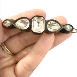 Stunning Vintage French Rhinestone Hair Clip in Black, Deadstock, 2.6” Long  - Fashionconservatory.com
