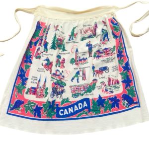 Unique Vintage Canadian Souvenir Half Apron with Provinces , Kitchy 50’s, OSFM