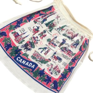 Unique Vintage Canadian Souvenir Half Apron with Provinces , Kitchy 50’s, OSFM - Fashionconservatory.com