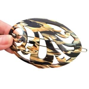 Vintage XL French Barrette with Cutouts in Pearly Browns, 4” Long, Deadstock  - Fashionconservatory.com