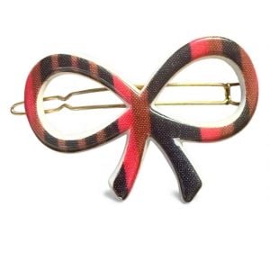 1960’s Vintage Large French Striped Bow Barrette with a Wire Clasp , Deadstock, 2.5”