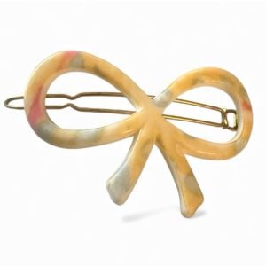 New 1960’s Vintage French Bow Barrette Pastel Yellow, Wire Clasp , Deadstock - Fashionconservatory.com