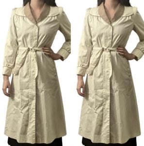 Late 1960’s/Early 1970’s Vintage Cream Colored Trench Coat, Small