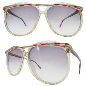 1970’s/ 1980’s RODENSTOCK Clear Aviator Sunglasses w/Colored Brow, Mod Calypso, Made in West Germany
