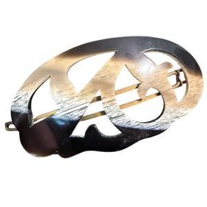 70s Vintage Boho French Hair Clip Barrette with Carved Design, 3”, Deadstock - Fashionconservatory.com
