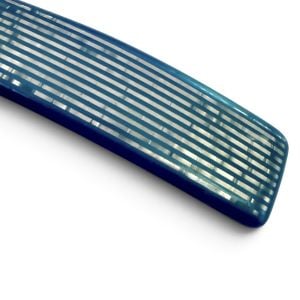 1980’s Vintage XL French Hair Clip in Blue with Pearlescant Stripes, 4”, Unworn - Fashionconservatory.com